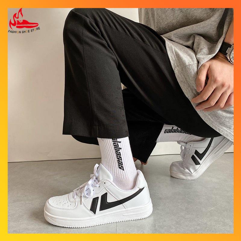 giày sneaker nam cổ cao Giày Thể Thao Trắng Phong Cách Hàn Quốc Năng Động Cho Cặp Đôi
