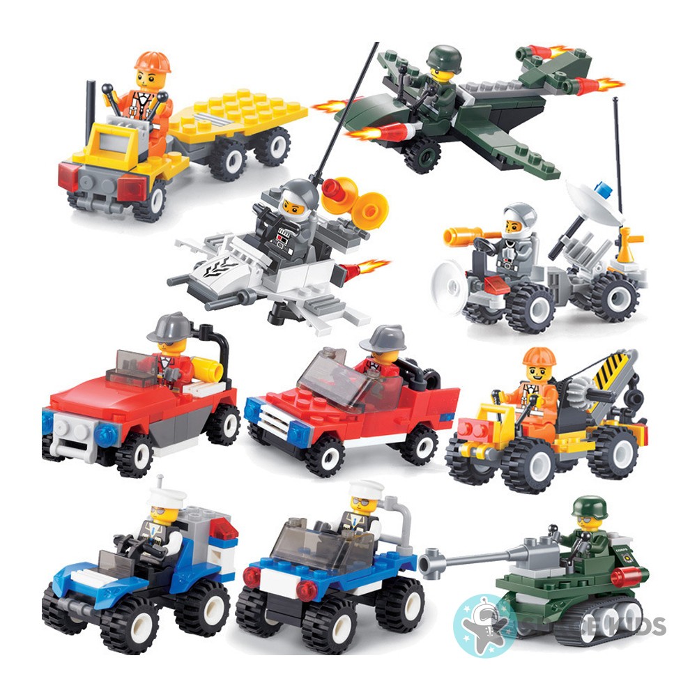 Đồ chơi Lego city minifigures cho bé lắp ráp mô hình ô tô cảnh sát, cứu hỏa, máy bay từ 41 đến 53 chi tiết