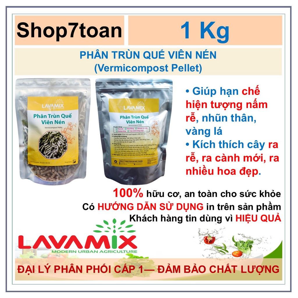 Phân trùn quế viên nén Lavamix (1kg)