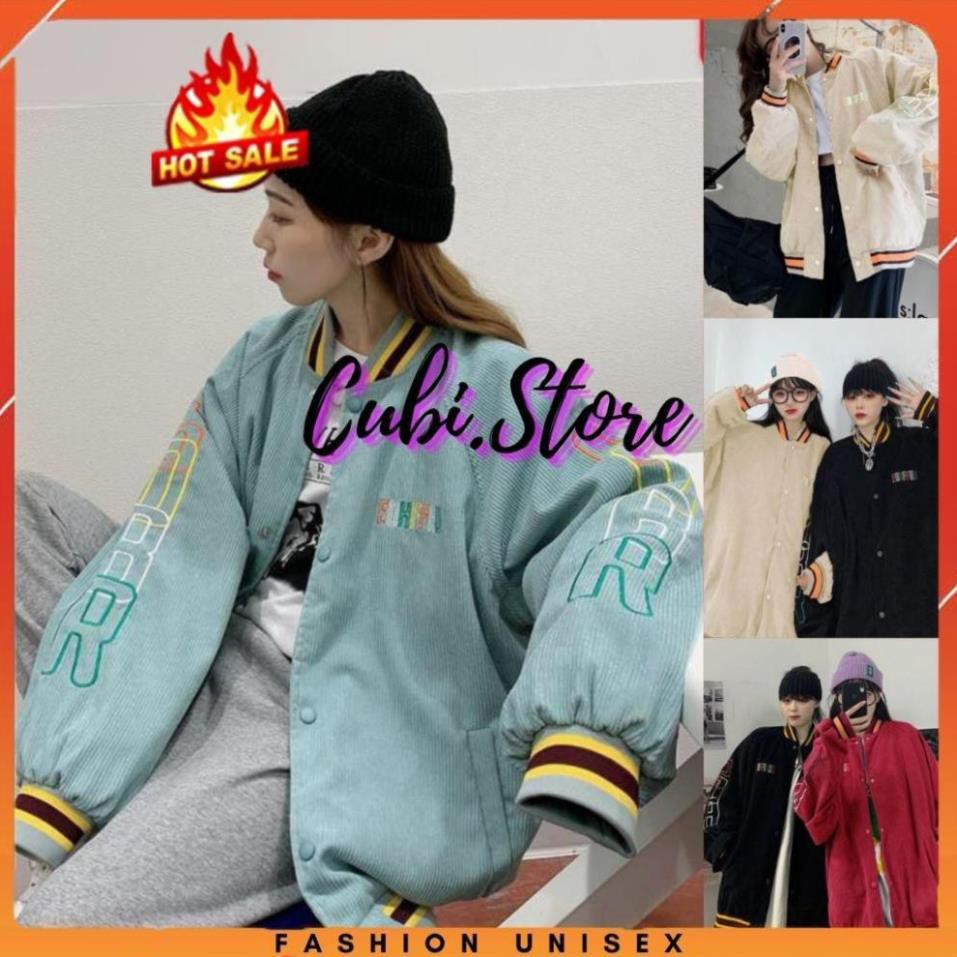 Áo Khoác Kaki Nam Nữ Unisex - Áo Jacket  Bomber Vải Nhung Siêu Hot - CUBI.STORE