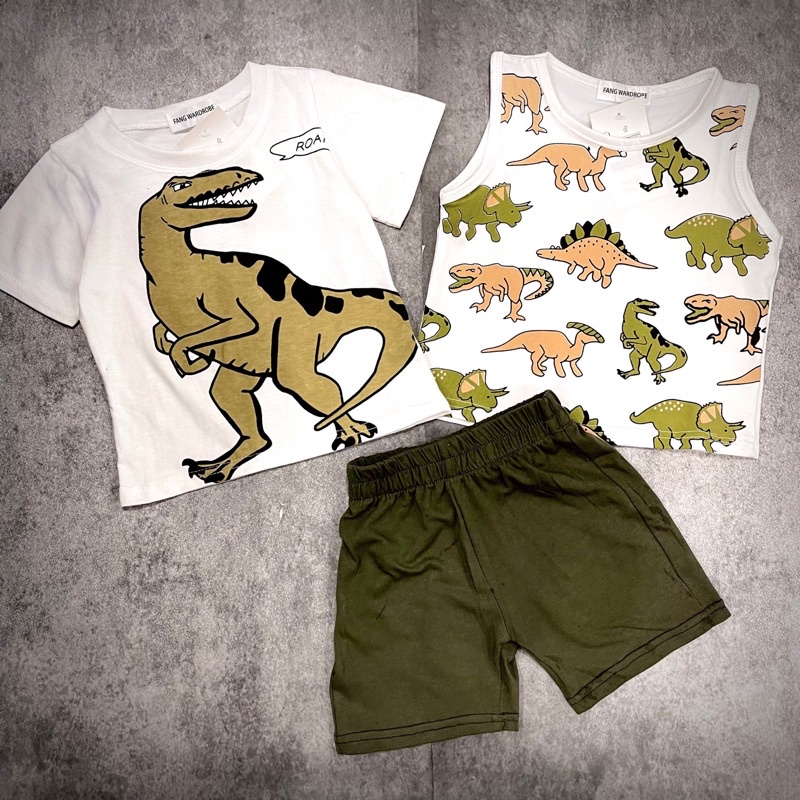 Bộ short khủng long 3ct bé trai-MS125