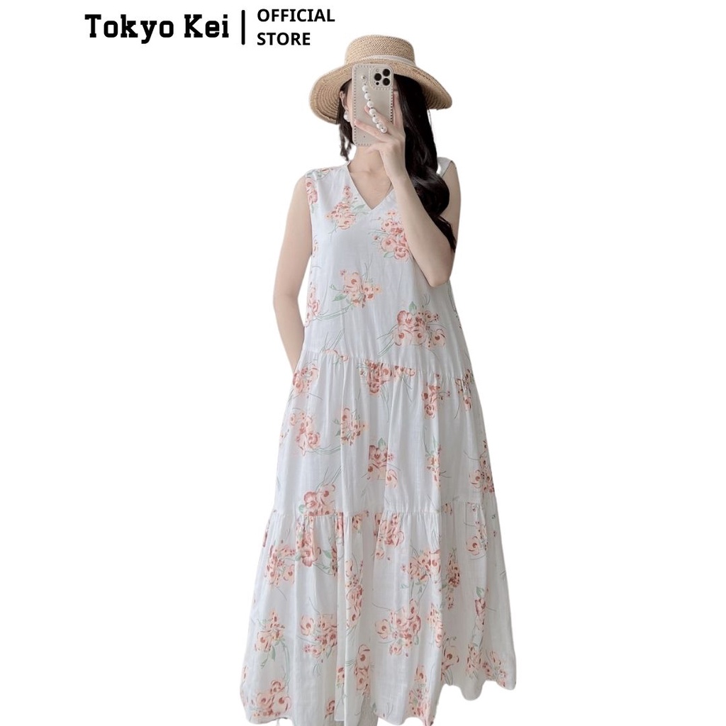 Váy Maxi Hoa Trắng TVH119 Đi Biên