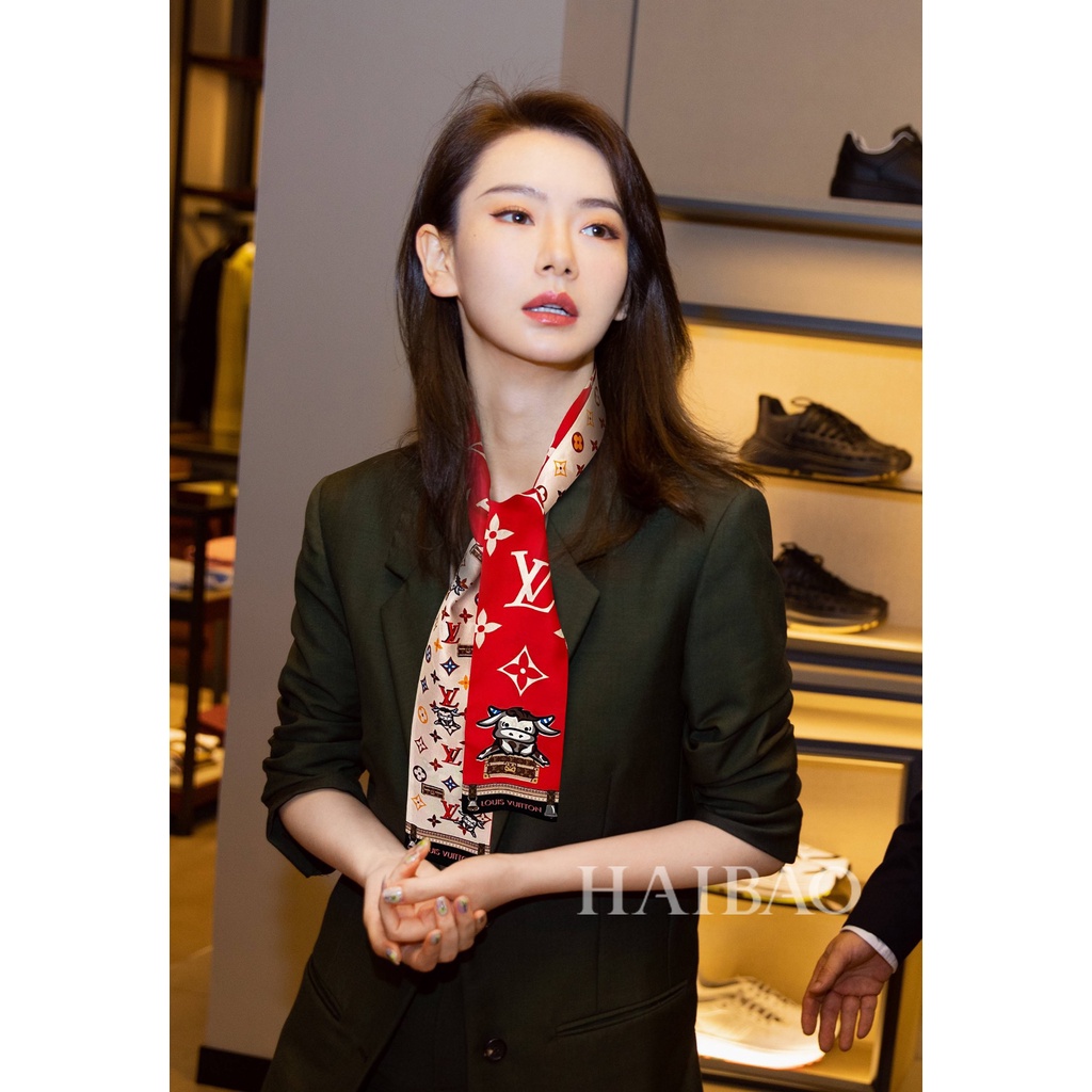 Khăn Quàng Cổ / Túi Xách Bằng Lụa Họa Tiết Bò Sữa / Chữ Thời Trang 2022 Cho Nữ