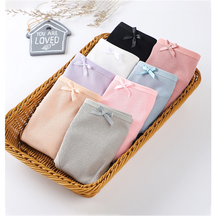 Quần chíp nữ cotton gân tăm đính nơ kháng khuẩn nâng mông sexy quyến rũ quần lót nữ Sumio_offical thoáng mát
