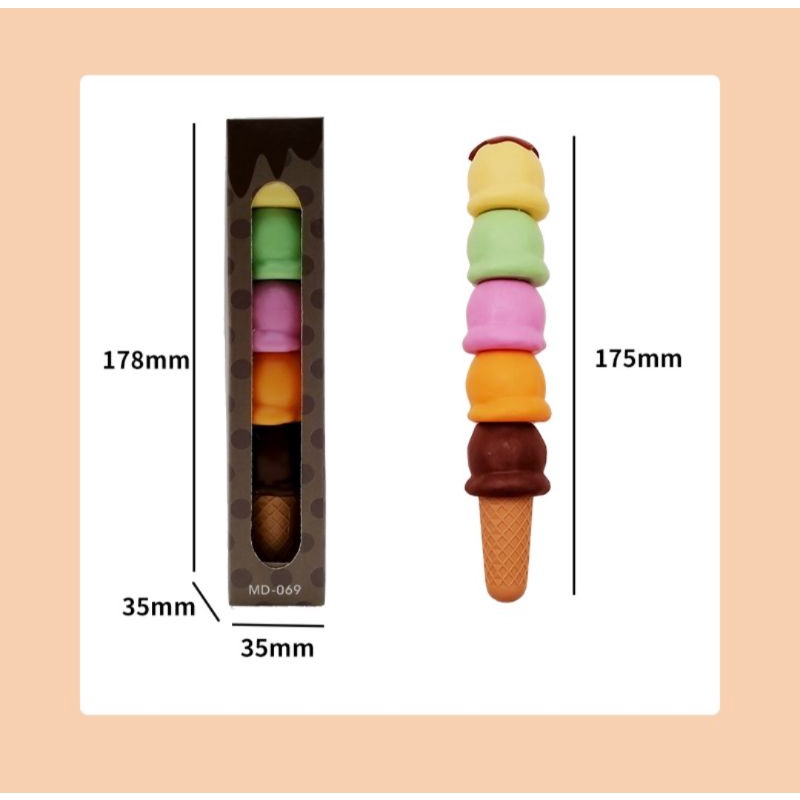 BÚT DẠ QUANG HÌNH CÂY KEM CUTE 5 IN 1 (bút nhớ)