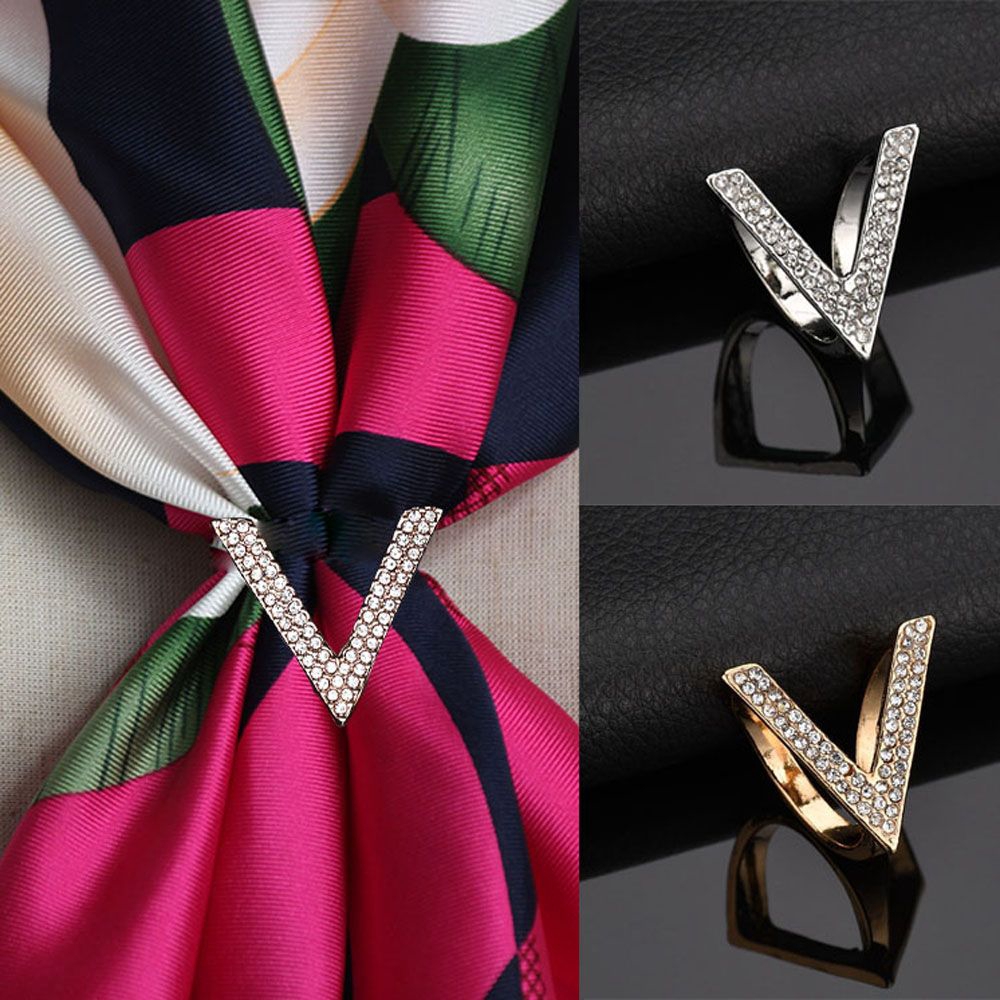 Nhẫn kẹp khăn choàng hình chữ V xinh xắn