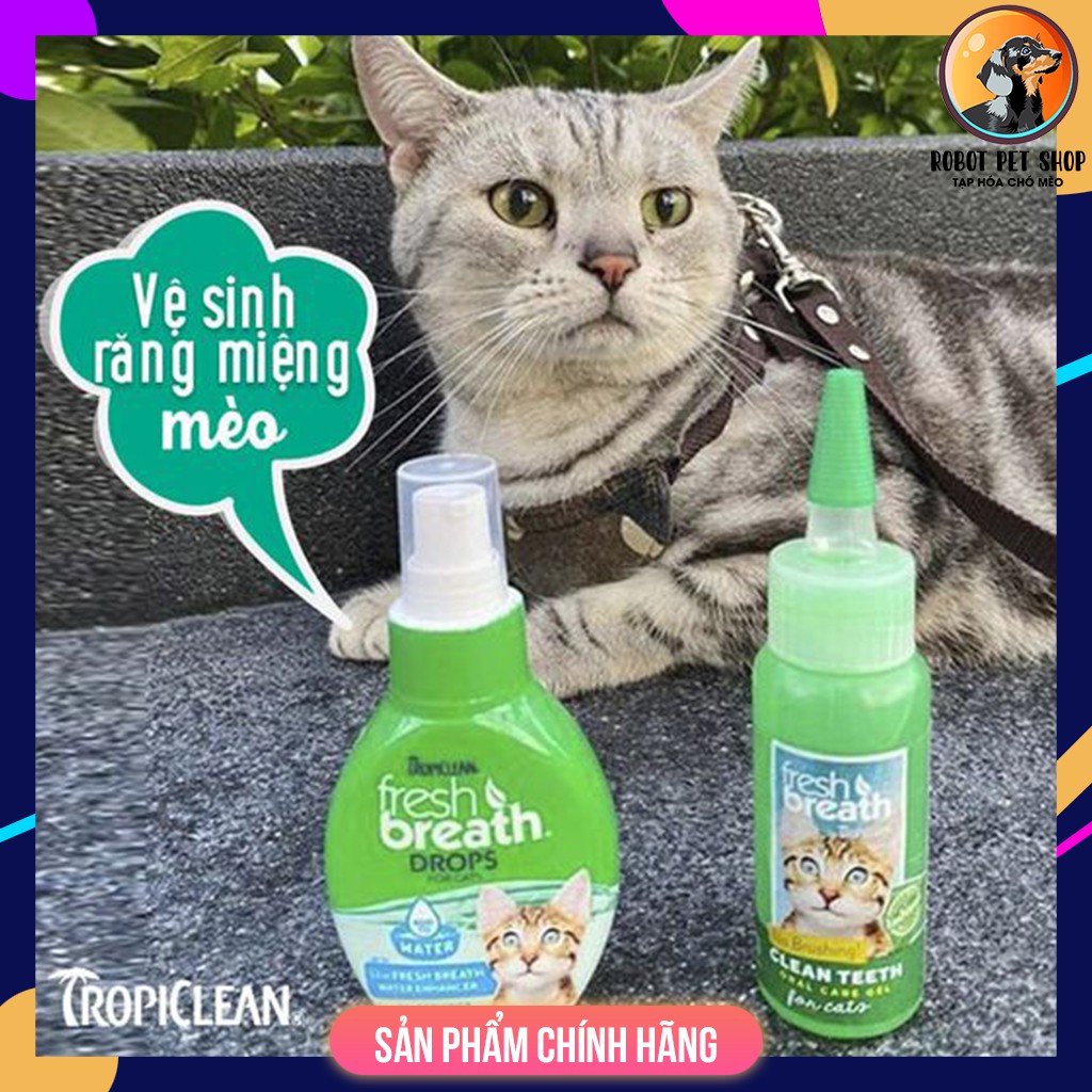 Nước vệ sinh răng miệng ngăn ngừa Mảng Bám, Mùi Hôi, Cao Răng Chó Mèo ( đậm đặc ) TROPICLEAN FRESH BREATH DROP