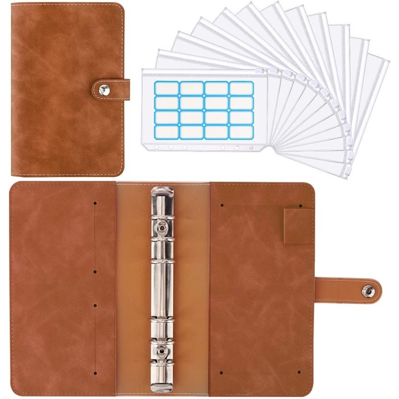 Bìa Da PU Đựng Tiền Tài Liệu Cỡ A6 Có Khóa Kéo Tiện Dụng