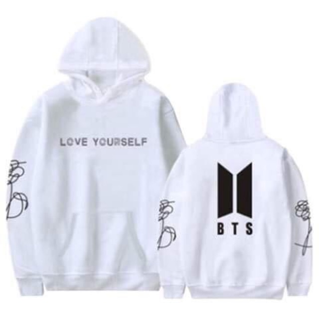 (Tặng ảnh BTS)Hoodie BTS LOVE YOURSELF logo hoa tay tự thiết kế