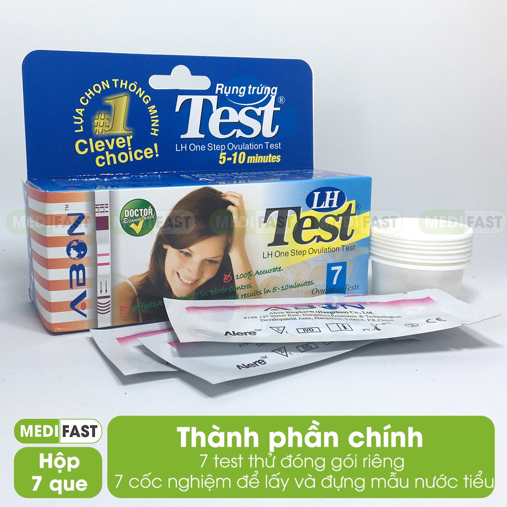 Que test rụng trứng Abon - Hộp 7 que - Kết quả nhanh - Giao hàng kín đáo - Che tên sản phẩm