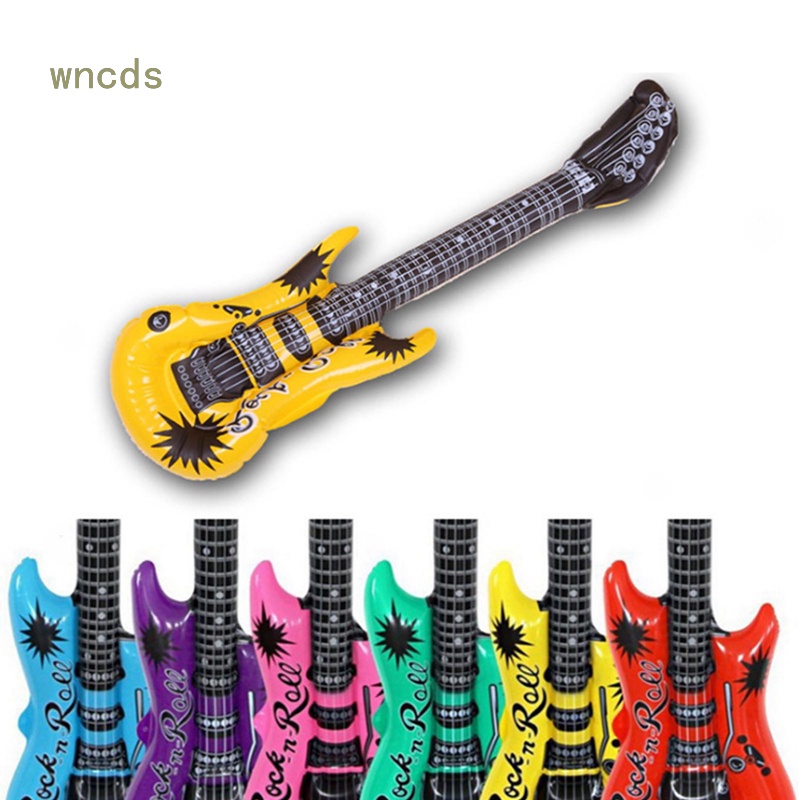 Bóng Bơm Hơi Bằng PVC Hình Đàn Guitar Có Nhạc Màu Sắc Ngẫu Nhiên Cho Bé
