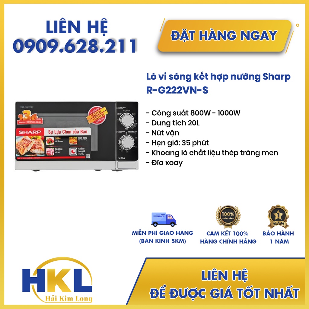 Lò vi sóng kết hợp nướng Sharp R-G222VN-S