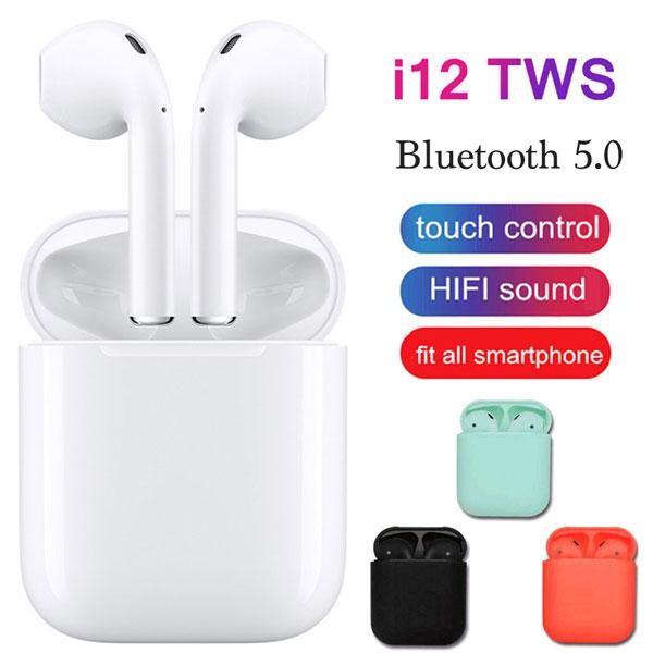 [Mã ELFLASH5 giảm 20K đơn 50K] Tai Nghe Bluetooth i12 TWS V5.0 Cảm Biến Vân Tay Như Airpod