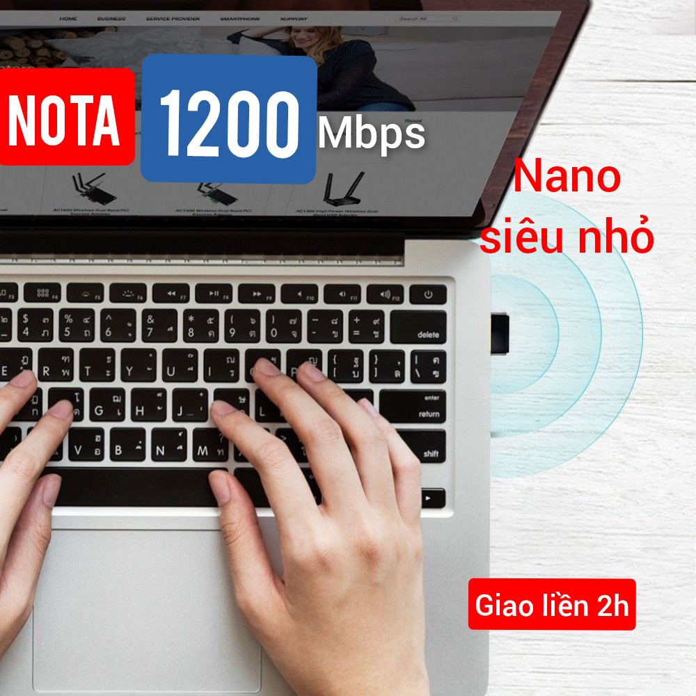 USB WiFi nâng cấp 5G 1200Mbps nano siêu nhỏ gọn chuyên cho Laptop, PC, bộ chuyển đổi wifi adapter