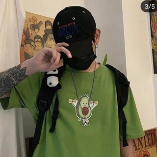 [Hình thật+video] Áo thun tay lỡ freesize phông form rộng Unisex, mặc lớp, nhóm, cặp in hình trái bơ xanh rêu