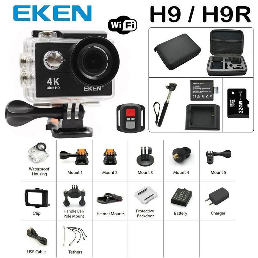 [Freeship toàn quốc từ 50k] Camera thể thao Eken H9R(có remote) version 8.1 tặng phao nổi