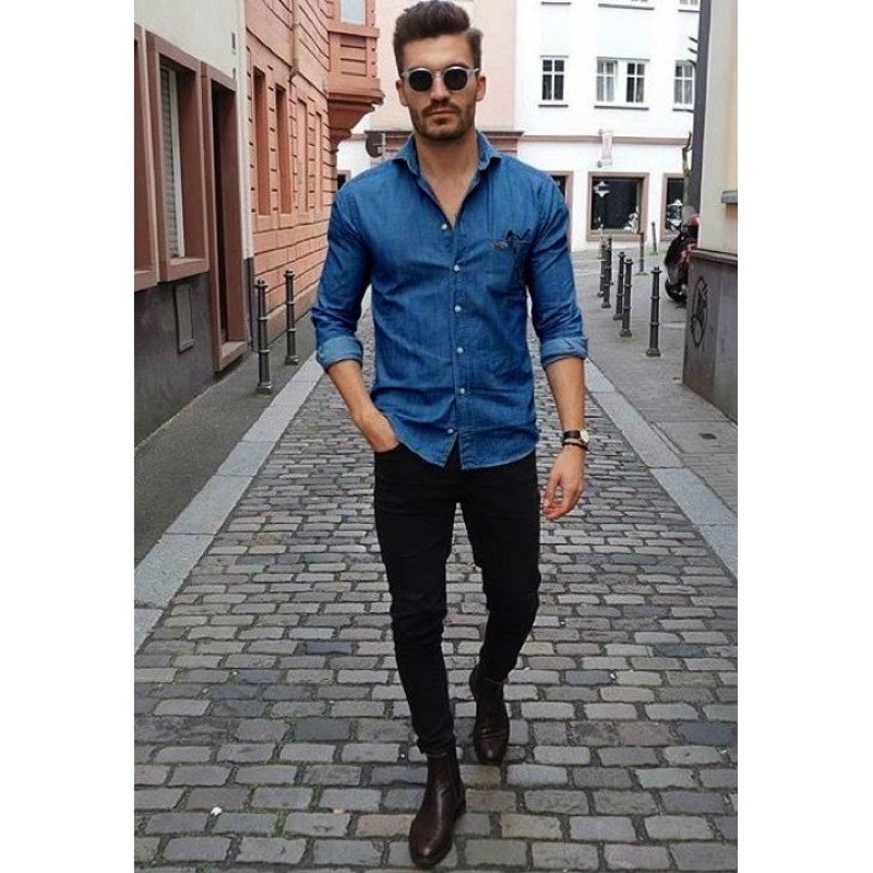 Áo Sơmi Jean Dài Tay cao cấp | BigBuy360 - bigbuy360.vn