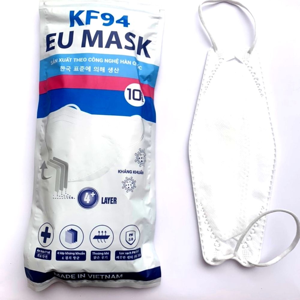 KHẨU TRANG 4D EU MASK gồm 4 lớp Kháng Khuẩn Cao Cấp ngừa Vi Khuẩn Khói Bụi thoáng Khí ko mờ kính lem son