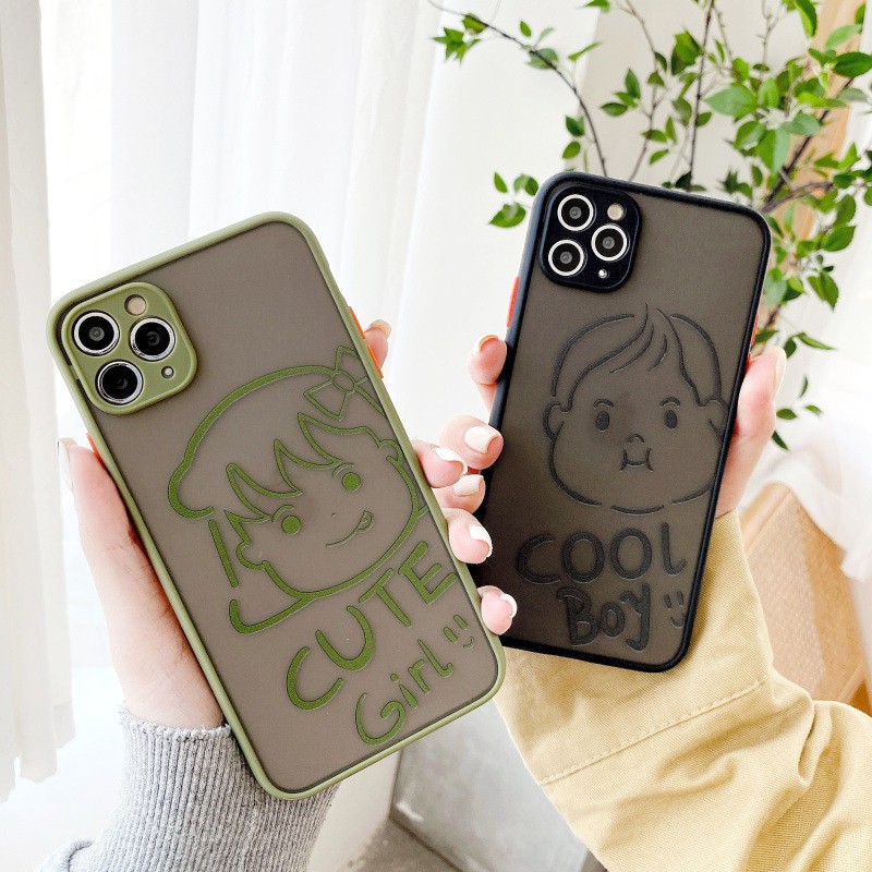 Ốp lưng iphone Cool Couple nhám viền nổi cong 5/5s/6/6plus/6s/6splus/7/7plus/8/8plus/x/xr/xs/11/12/pro/max/plus/promax | BigBuy360 - bigbuy360.vn