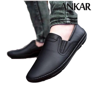 Giầy mọi nam ankar dáng giày tây lười chất da đẹp cao cấp,đế khâu cực bền form công sở lịch lãm màu đen- m587 sp17