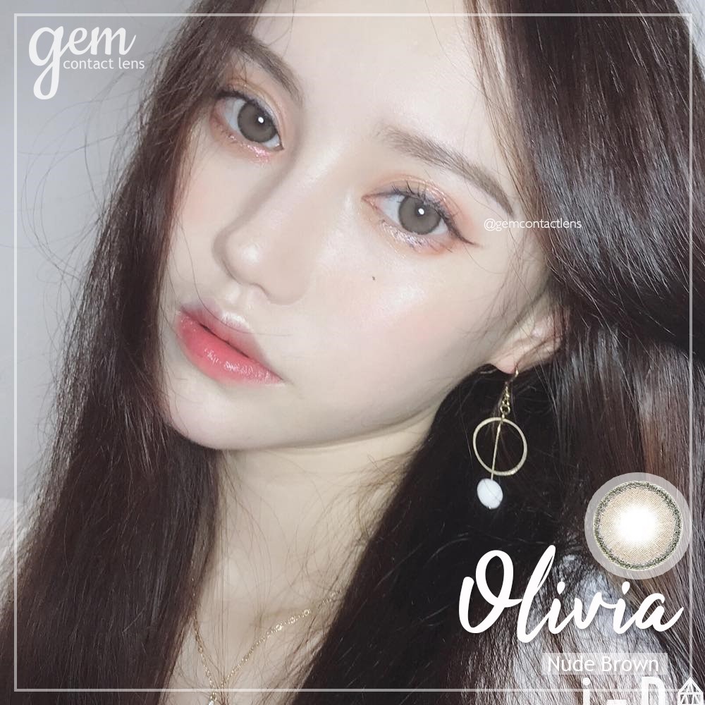 Áp Tròng OLIVIA NUDE BROWN Ẩm Cao 55% HSD 6 Tháng Lens Nâu Lạnh Không Giãn Viền Mỏng Hottrend Đủ Độ Có Lệch Mắt Nhạy Cảm