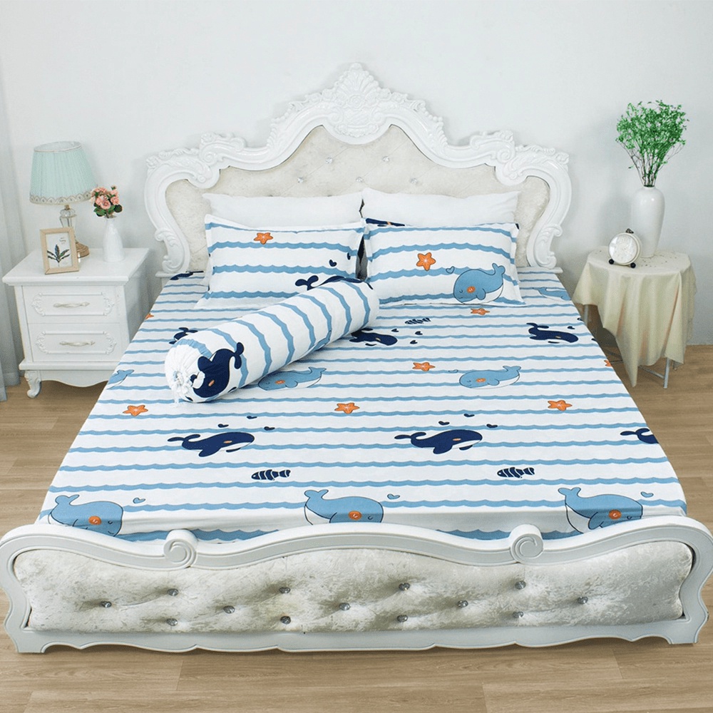 Ga trả giường Cotton Poly - Ga giường bo chun kích thước M2/M6/M8/2M2 - Siêu mềm mịn