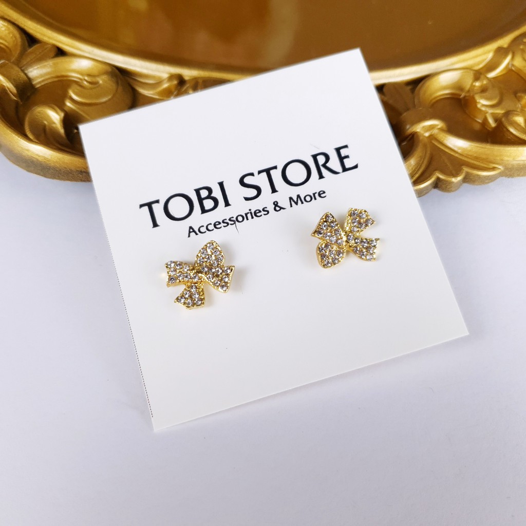 Khuyên tai nụ dành cho nữ hình nơ xinh xắn bông tai đính đá TB21 TOBI STORE