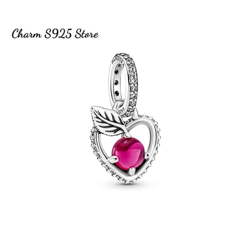 charm pan treo tim đính đá hình táo bạc s925 cao cấp