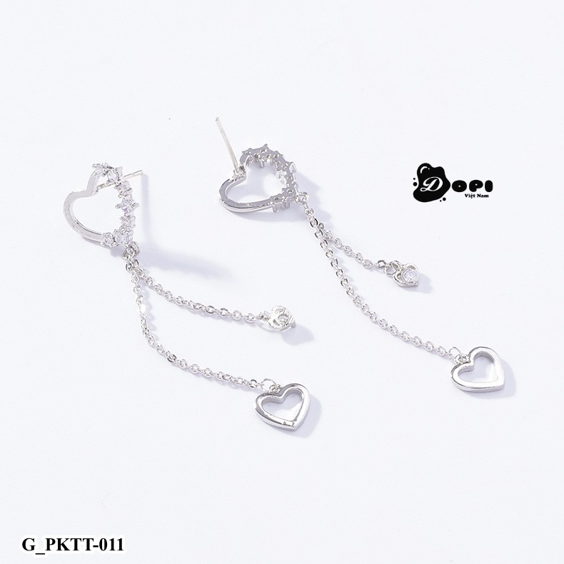 Bông tai hoa tai tráng bạc form dài nữ tính