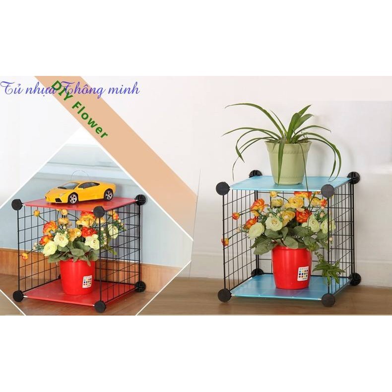KỆ LƯỚI SẮT 4 Ô DÀI 70*RỘNG 35*CAO 70CM - 16 LƯỚI SẮT TĨNH ĐIỆN- LẮP GHÉP ĐA NĂNG - CHỊU LỰC 25KG