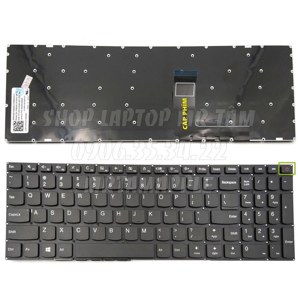 (KEYBOARD) BÀN PHÍM LAPTOP LENOVO IDEAPAD 110-15IBR (CÁP GIỮA) dùng cho IdeaPad 110 Touch-15ACL, 110-15ACL, 110-15AS