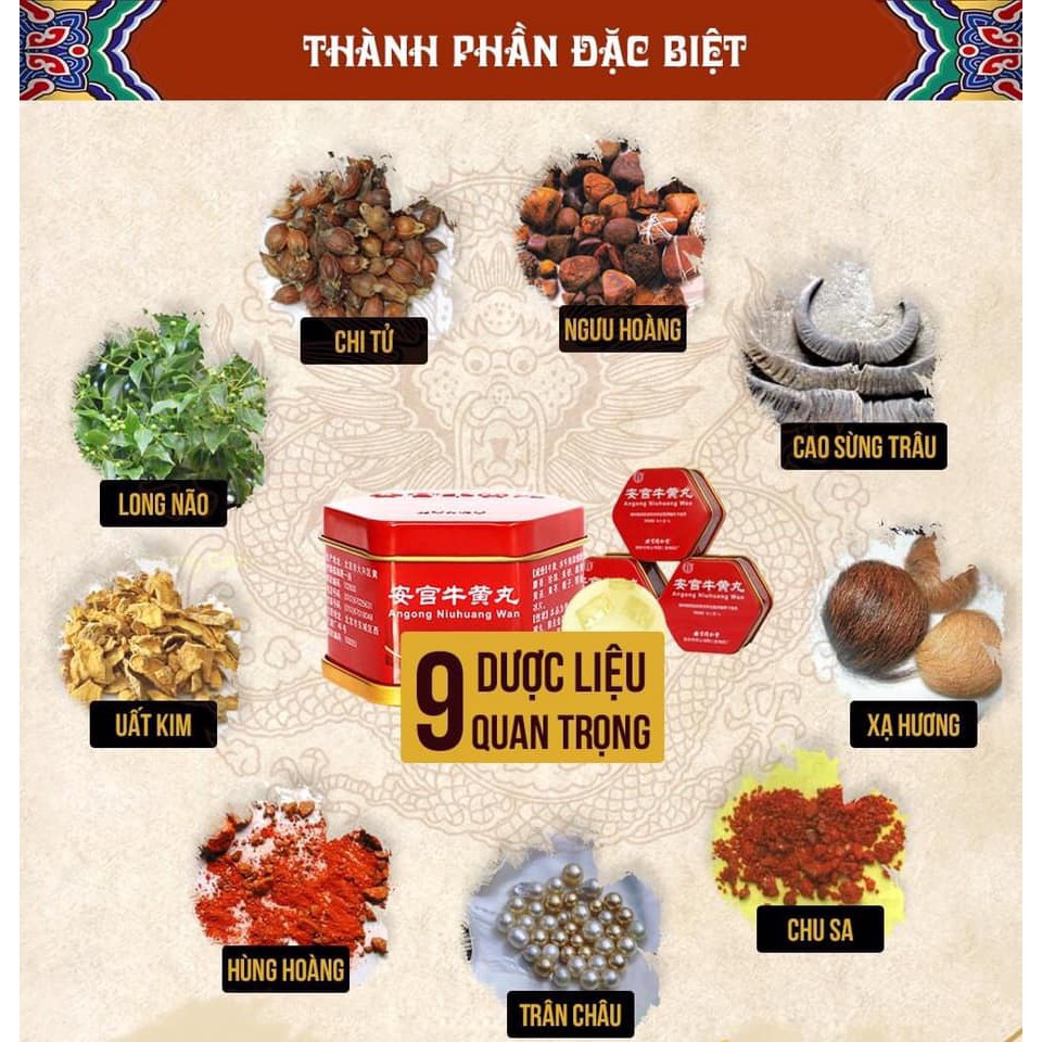 [Hàng chính hãng] 1 Viên An Cung Ngưu Hoàng Hoàn Đồng Nhân Đường Trung Quốc Loại Xịn hộp thiếc màu đỏ
