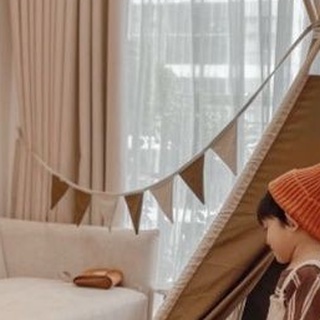  Dây cờ tam giác vải cotton kaki màu nâu be socola trang trí decor sinh nhật 