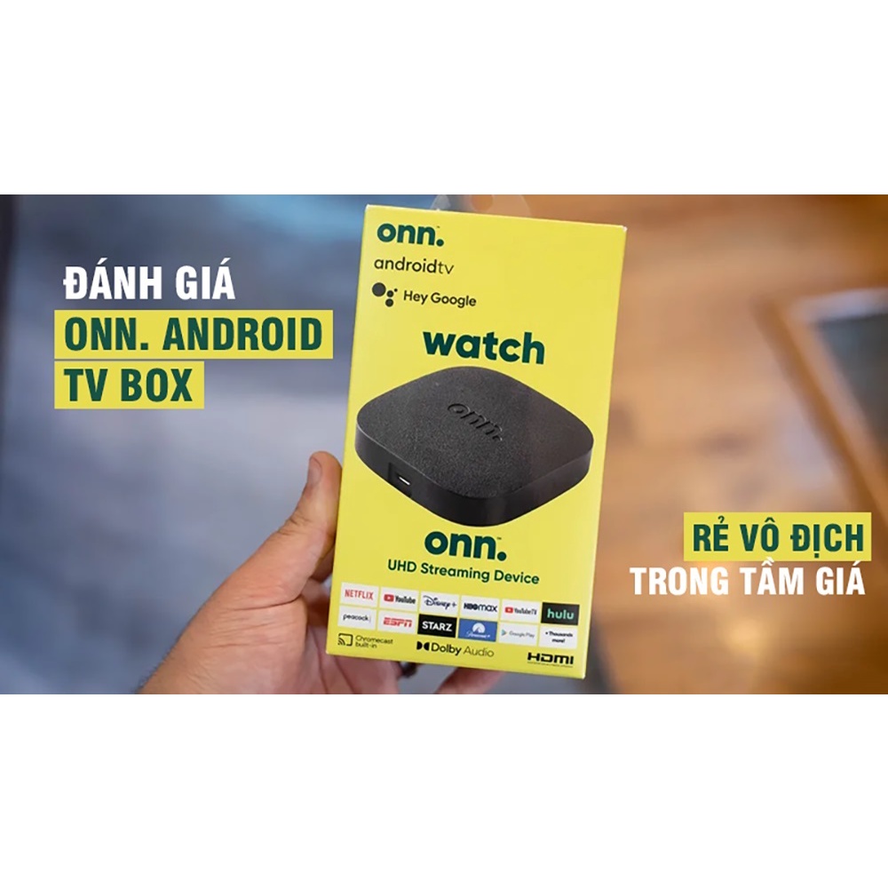 Android Tivi Box Onn Android TV 10 Remote tìm kiếm Tiếng Việt phát 4K UHD HDR Google Cast Chrome Cast Netflix 4K, Dolby