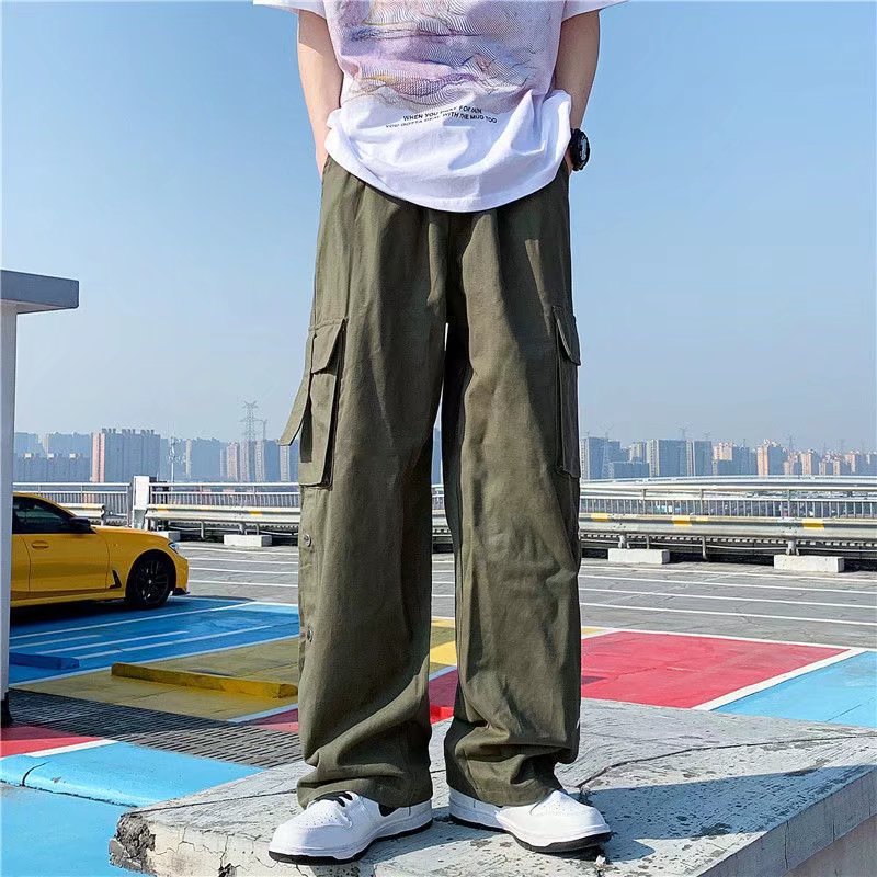 Quần Dài Nhiều Túi Phong Cách Hip Hop Đường Phố Nhật Bản Cho Nam size M-3XL