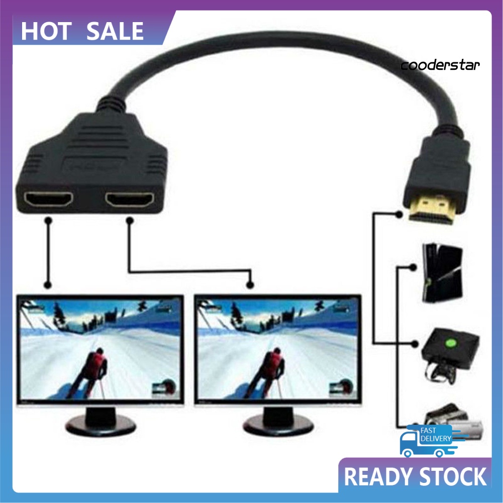 Cáp chia cổng HDMI 1080P sang 2 trong 1 2 đầu ra tiện dụng