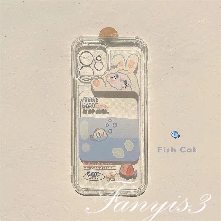 Ốp Điện Thoại TPU Mềm Trong Suốt Có Ngăn Đựng Thẻ Hình Thỏ Cho IPhone 14 13 12 11 Pro Max X XR Xs Max 8 7 Plus SE 2020