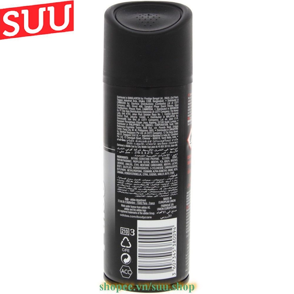 Xịt Khử Mùi Adidas150ml  suu.shop cam kết 100% chính hãng