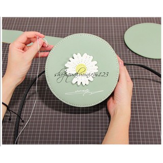 Bộ nguyên liệu DIY làm túi handmade túi hình tròn hoa cúc đáng yêu