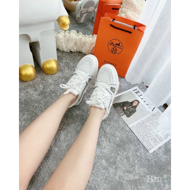 Hm(ẢNH THẬT) Giày Thể Thao Nữ Xanh Lá Kem Da Mềm Êm Fullbox Bill Túi Hãng Cao Cấp