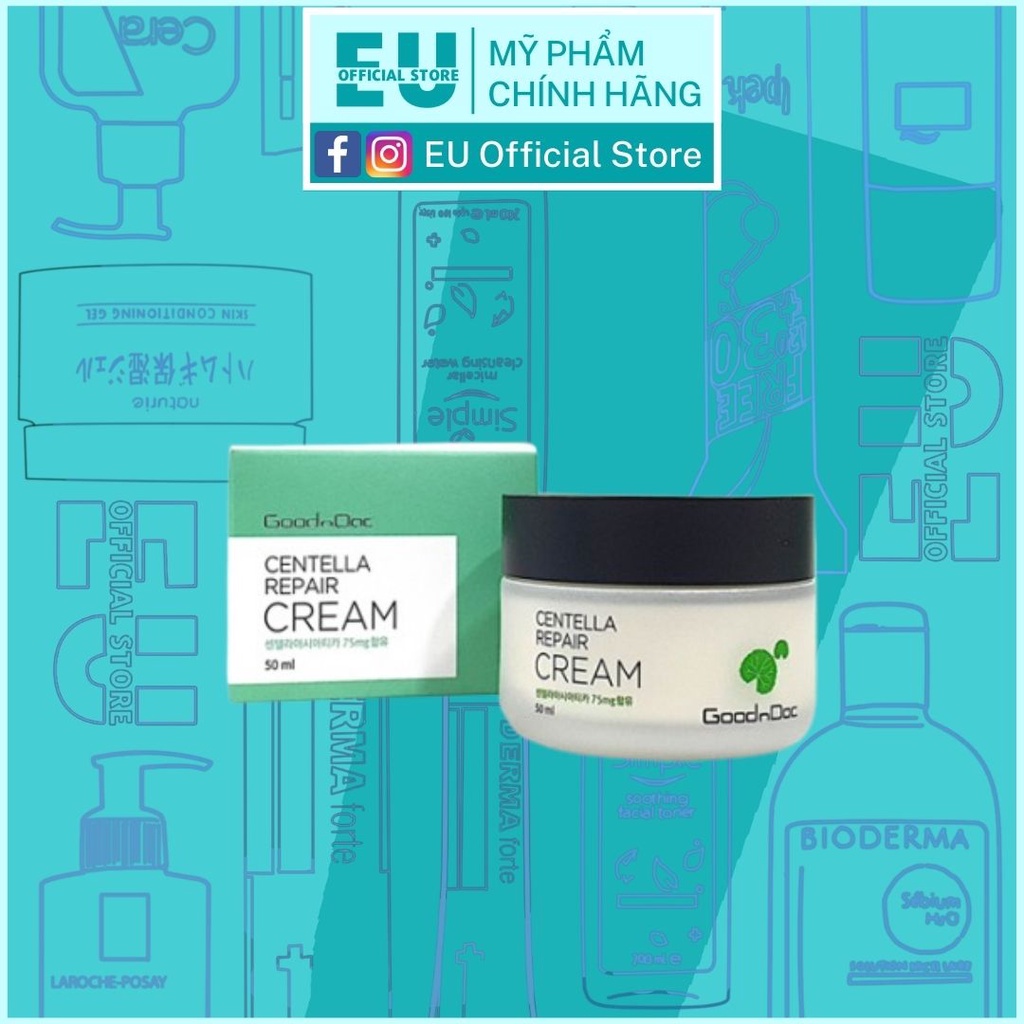 Kem Rau Má Goodndoc Centella Repair Cream Dưỡng Ẩm Phục Hồi Da 50ml