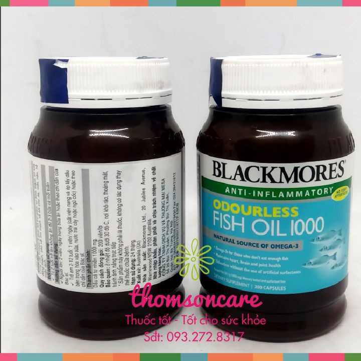 Blackmores Odourless Fish Oil 1000 - dầu cá không mùi - có tem nhập khẩu chính hãng từ Blackmore Úc