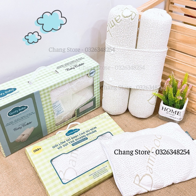 Gối lõm/ Gối cao su non chống bẹt đầu cho bé vải sợi tre Comfy Baby