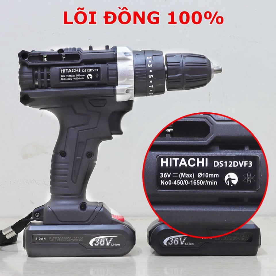 Máy Khoan Pin Hitachi 36V – 3 chức năng – Tặng Bộ Phụ Kiện 24 Chi Tiết – Máy Khoan Bắn Vít Cầm Tay | sẵn hàng|