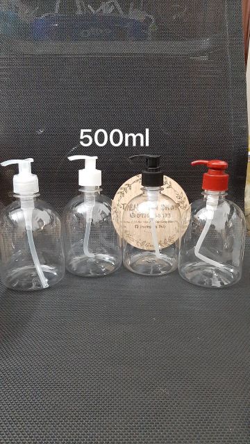 Chai nhựa bầu dáng thấp 500ml vòi ấn