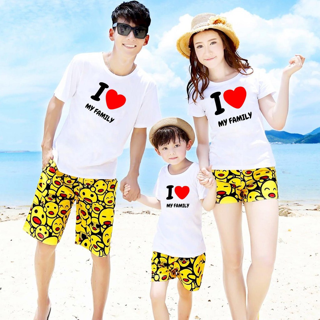 Áo thun gia đình đẹp in I Love My Family dễ thương cao cấp