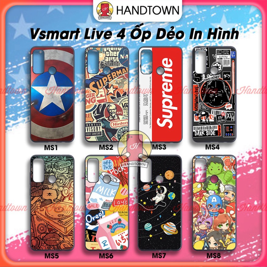 Ốp lưng Vsmart Live 4 dẻo đen in hình phần B