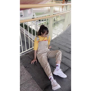 Quần yếm nữ nâu nhạt