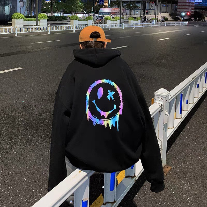 Áo HODIE PHẢN QUANG mặt cười dáng rộng unisex