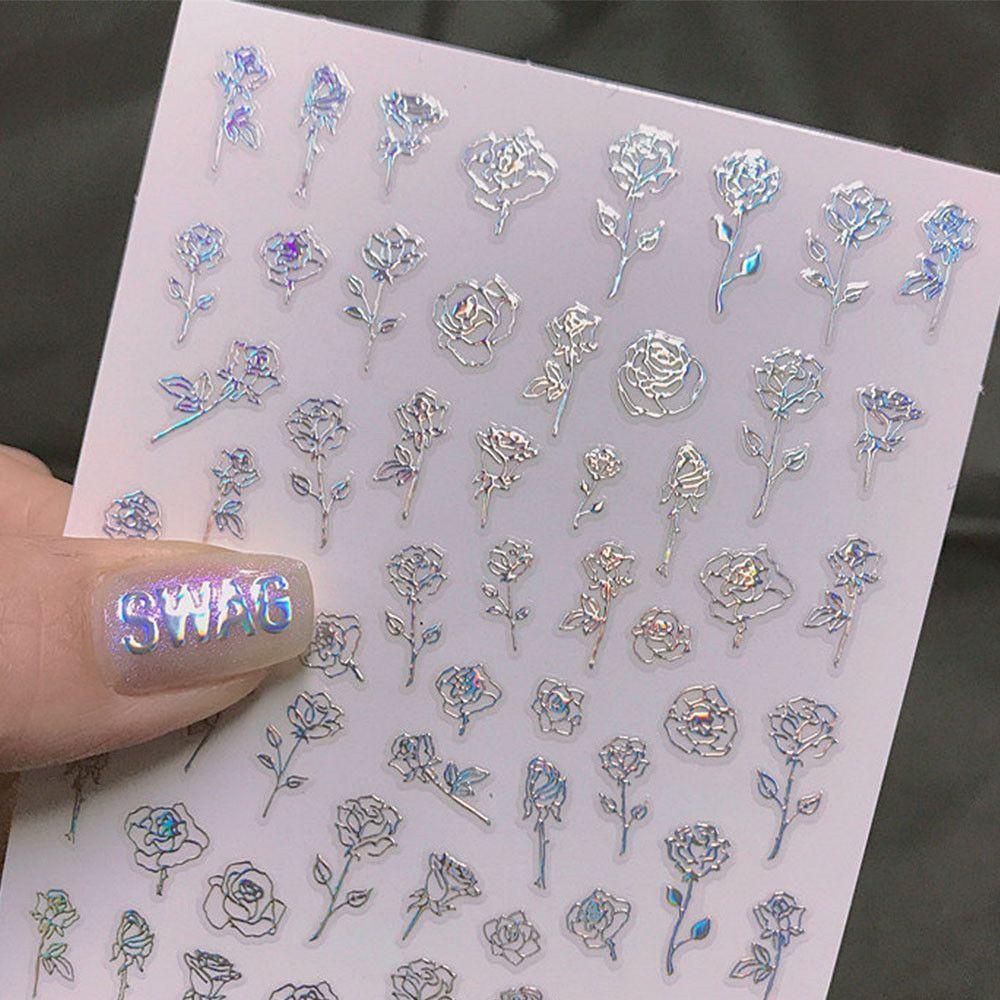 1 Hộp Nhãn Dán Trang Trí Móng Tay 3D Lấp Lánh